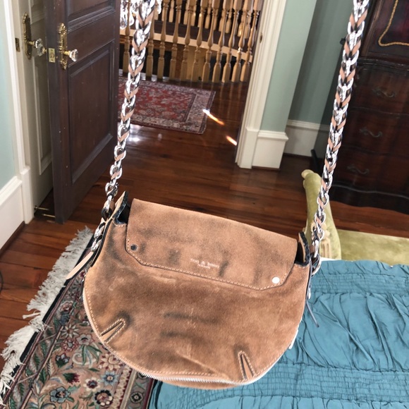 Camel/Brown Suede Rag & Bone Crossbody Chain Bag - Picture 7 of 7